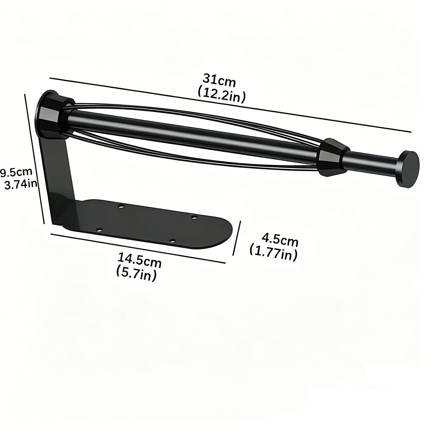 Black Wall Mount Paper Towel Holder Single-Hand Operable Kitchen Dispenser 13" PT5361