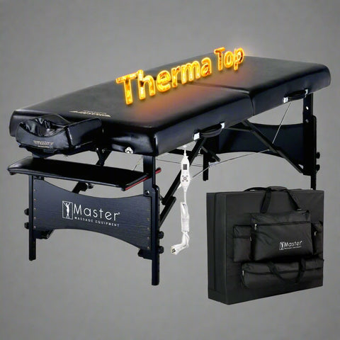 ThermaTop heated massage table with memory foam
Galaxy portable massage bed with adjustable height and carry case
Foldable massage bed with warming pad for therapy
Professional massage table setup with ThermaTop heater
Massage table foldable design for mobile therapists