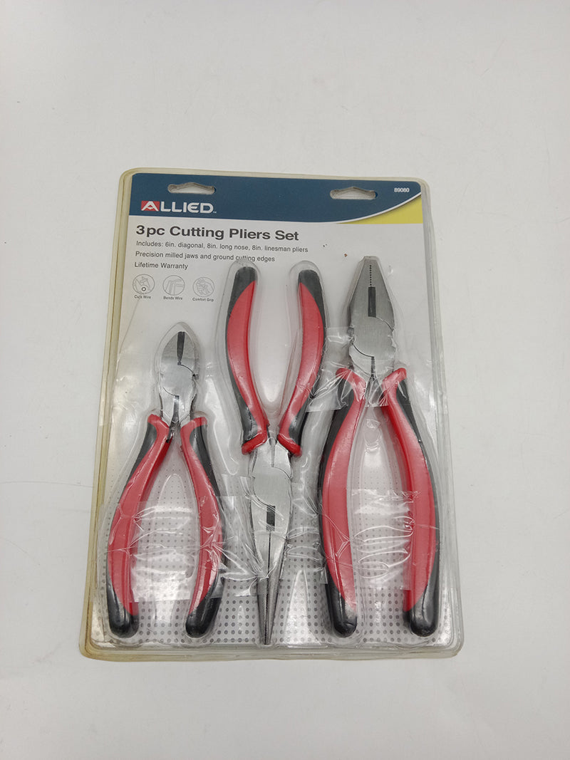 3-Piece Cutting Pliers Set 6" 8" Diagonal Long Nose Linesman T1000