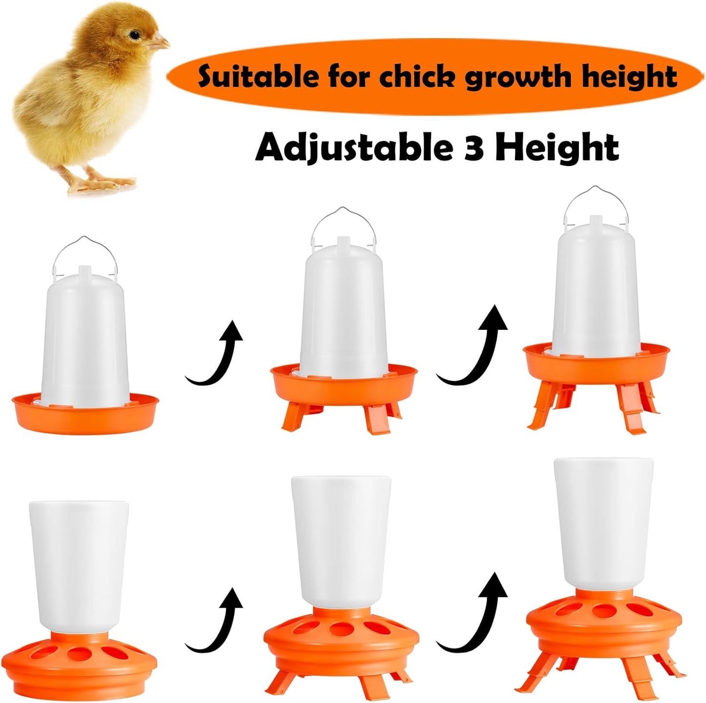 Adjustable 3 - Height Chicken Feeder & Waterer Set – 3KG Feeder & 1.5L Drinker - with | Sold by Uncle Wiener's Wholesale