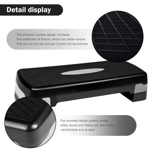 Adjustable Aerobic Step Platform with 4 to 6 Inch Height Levels Slip Resistant Surface Lightweight ABS AMEY68 - with | Sold by Uncle Wiener's Wholesale