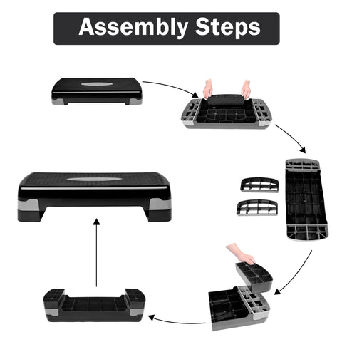 Adjustable Aerobic Step Platform with 4 to 6 Inch Height Levels Slip Resistant Surface Lightweight ABS AMEY68 - with | Sold by Uncle Wiener's Wholesale