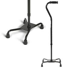 Adjustable Quad Cane – Lightweight Aluminum Walking Aid for Stability & Support | SKU: 285351 - with | Sold by Uncle Wiener's Wholesale