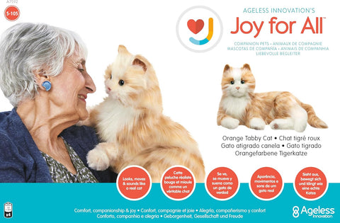 Ageless Innovation | Joy For All Companion Pets | Orange Tabby Cat | Lifelike & Realistic - with | Sold by Uncle Wiener's Wholesale