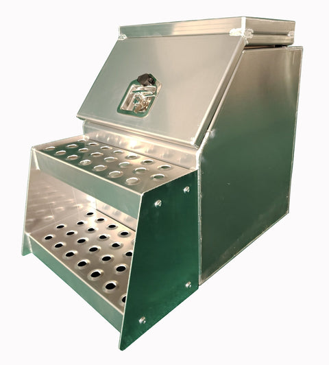 Aluminum Saddle - Step Truck Tool Box – 18" & 30" Diamond Plate Crossover Chest | Lockable, Weather - Resistant, Heavy - Duty Storage - with USB3002A (30") | Sold by Uncle Wiener's Wholesale