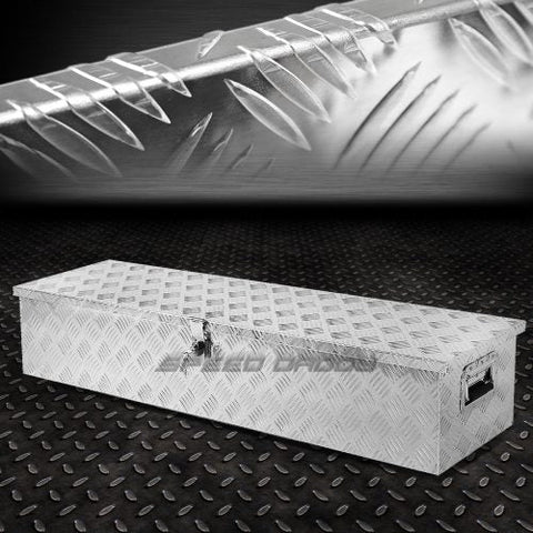 “Diamond plate aluminum underbody truck tool box with dual locks”
• “Weatherproof underbody truck tool storage box mounted under trailer”