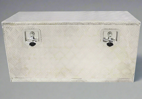 “Diamond plate aluminum underbody truck tool box with dual locks”
• “Weatherproof underbody truck tool storage box mounted under trailer”