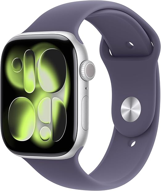 Apple Watch Series 11 GPS 46mm Jet Black Aluminum Case with Black Sport Band M/L - Electronics with Apple Watch Series 11 GPS 46mm with Purple Fog Sport Band - Silver | Sold by Uncle Wiener's Wholesale