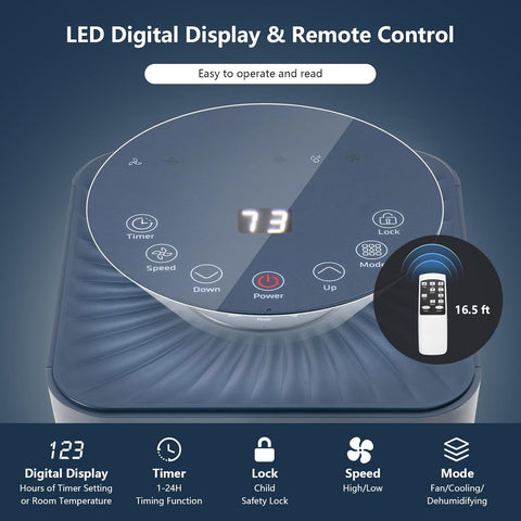 ARLIME Air Conditioner Portable, 8000 BTU Cools up to 350 sq. ft, Portable AC Unit with Fan & Dehumidifier, 2 Speed, Child Lock, 24H Timer, LED Display, Air Cooler for Living Room, Bedroom, Office - with Dark Blue | Sold by Uncle Wiener's Wholesale