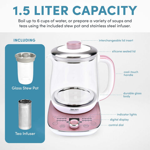 Aroma Professional AWK - 701 Nutri Kettle 1.5L Pink, used - with | Sold by Uncle Wiener's Wholesale