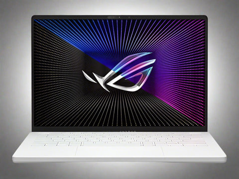 ASUS ROG Zephyrus G14 AniMe Matrix gaming laptop open with QHD+ display