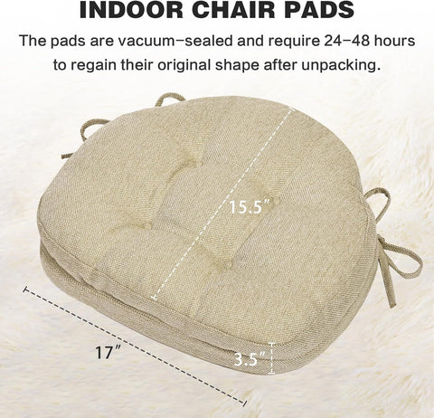 baibu Dining Chair Cushions Set of 2, Dual - Layer Patented Design Memory Foam Windsor Seat Pads, Kitchen Chair Cushions with Ties & Textured Cover, 17x 15.5 x 3.5in, 2 Pack, Beige - with | Sold by Uncle Wiener's Wholesale