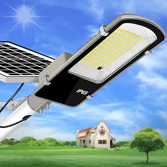 Baiston Solar Street Lights Outdoor - 1200W Dusk to Dawn LED Parking Lot Lights with Motion Sensor & Remote Control - General Equipment with 1 light Design 3 | Sold by Uncle Wiener's Wholesale