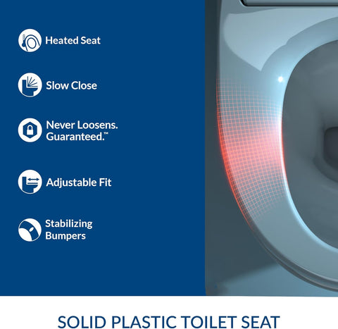 Bemis Radiance Heated Night Light Toilet Seat, Slow Close Adjustable Fit Long Lasting Plastic Seat, Round, White - with Round | Sold by Uncle Wiener's Wholesale