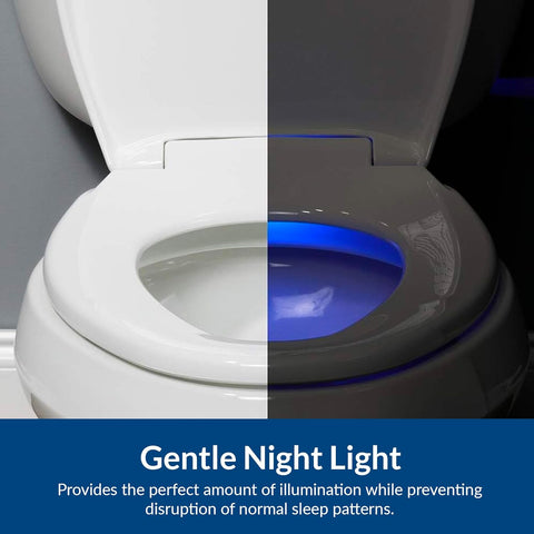Bemis Radiance Heated Night Light Toilet Seat, Slow Close Adjustable Fit Long Lasting Plastic Seat, Round, White - with Round | Sold by Uncle Wiener's Wholesale