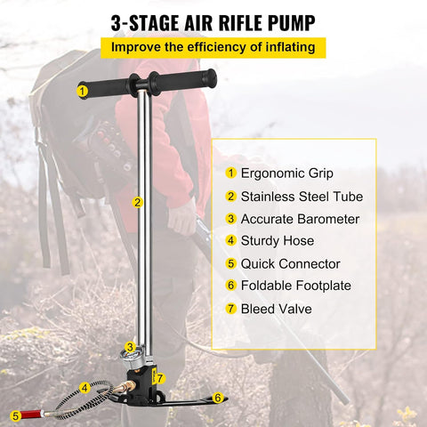 BestEquip Airgun PCP Pump 4500PSI High Pressure Hand Pump 3 Stage Pump Chamber PCP Air Pump - with | Sold by Uncle Wiener's Wholesale