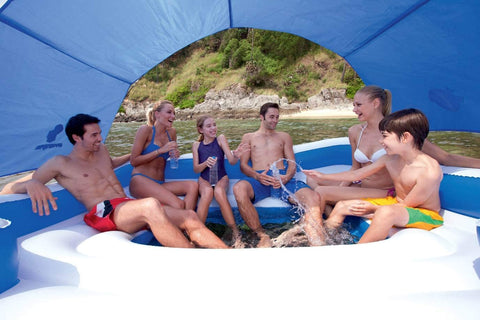 Bestway Inflatable Island Lounger โ 5 - Seat Floating Raft with Shade, Cup Holders & Cooler โ 43105 - with | Sold by Uncle Wiener's Wholesale