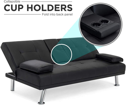 Black Futon Sofa & Bed – Deluxe Convertible Couch GS1913B - with | Sold by Uncle Wiener's Wholesale
