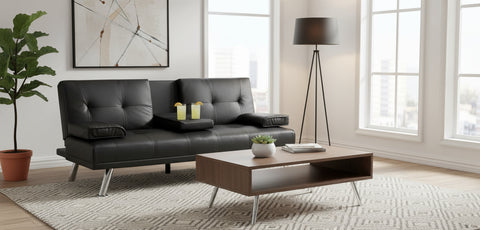 Black Futon Sofa & Bed – Deluxe Convertible Couch GS1913B - with | Sold by Uncle Wiener's Wholesale