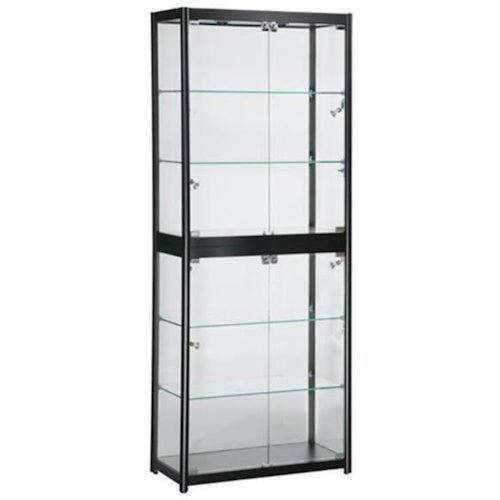 Black Glass Display Cabinet with Locking Door, 3 Glass Shelves & LED Lighting – 20" W x 20" D x 79" H TNW072 - with | Sold by Uncle Wiener's Wholesale