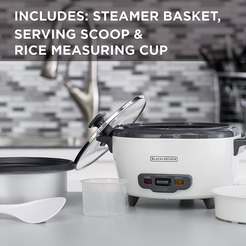 BLACK+DECKER 2 - in - 1 Rice Cooker & Food Steamer - 6 - Cup Capacity, Automatic Keep Warm, Nonstick Bowl, Steaming Basket - Effortless Cooking - with | Sold by Uncle Wiener's Wholesale