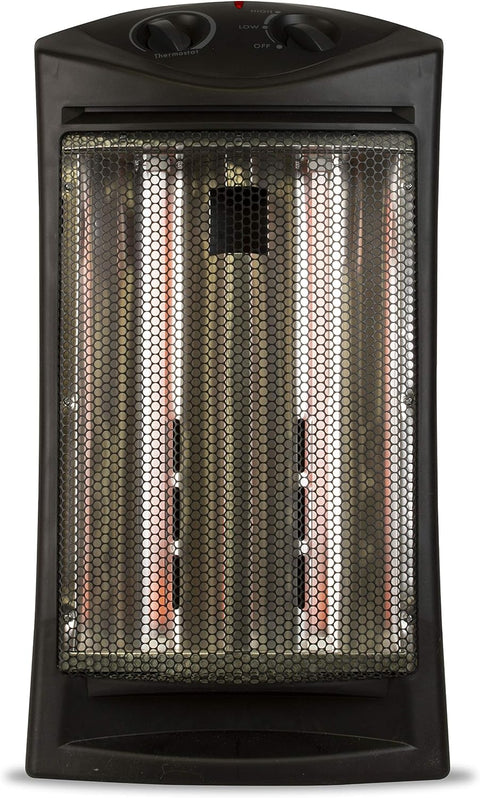BLACK+DECKER Infrared Radiant Quartz Tower Heater, 1500W Space Heater with Adjustable Thermostat, Portable Heater with 2 Settings, Personal Heater for Home and Office, BHTI06, Black - with Black | Sold by Uncle Wiener's Wholesale