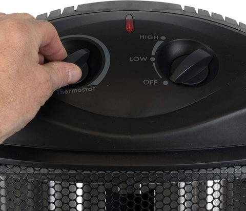 BLACK+DECKER Infrared Radiant Quartz Tower Heater, 1500W Space Heater with Adjustable Thermostat, Portable Heater with 2 Settings, Personal Heater for Home and Office, BHTI06, Black - with Black | Sold by Uncle Wiener's Wholesale