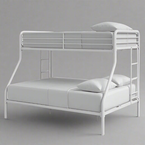 “Black twin over full metal bunk bed with ladder”
“White space-saving bunk bed for kids and guests”
“Modern metal bunk bed frame twin top full bottom”