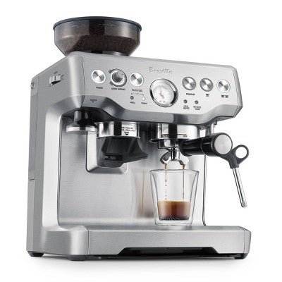 Breville Stainless Steel Barista Express Espresso Machine Light Silver BES870XL: 15 Bars Pressure, Milk Frother, Grinder - with Dimensions (Overall): 15.9 Inches (H) x 12.5 Inches (W) x 13.8 Inches (D) | Sold by Uncle Wiener's Wholesale