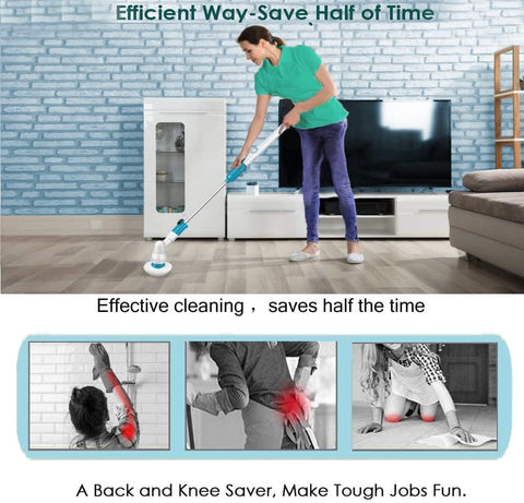 BTERDA Electric Spin Scrubber, 360 Cordless Tub and Tile Scrubber, with 3 Replaceable Cleaning Scrubber Brush Heads, 1 Extension Arm and Adapter for Tub, Tile, Floor (White) - with | Sold by Uncle Wiener's Wholesale
