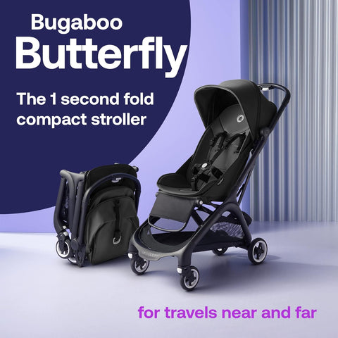 Bugaboo Butterfly - 1 Second Fold Ultra - Compact Stroller - Lightweight & Compact - Great For Travel (Midnight Black) - with | Sold by Uncle Wiener's Wholesale