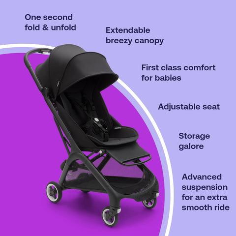 Bugaboo Butterfly - 1 Second Fold Ultra - Compact Stroller - Lightweight & Compact - Great For Travel (Midnight Black) - with | Sold by Uncle Wiener's Wholesale
