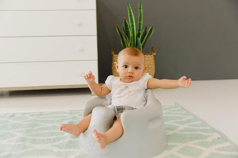Bumbo Baby Floor Seat, Portable Infant Sit Up Activity and Eating Chair Baby Infant Soft Foam Comfortable Floor Seat with 3 Point Adjustable Harness, Cool Grey - with | Sold by Uncle Wiener's Wholesale