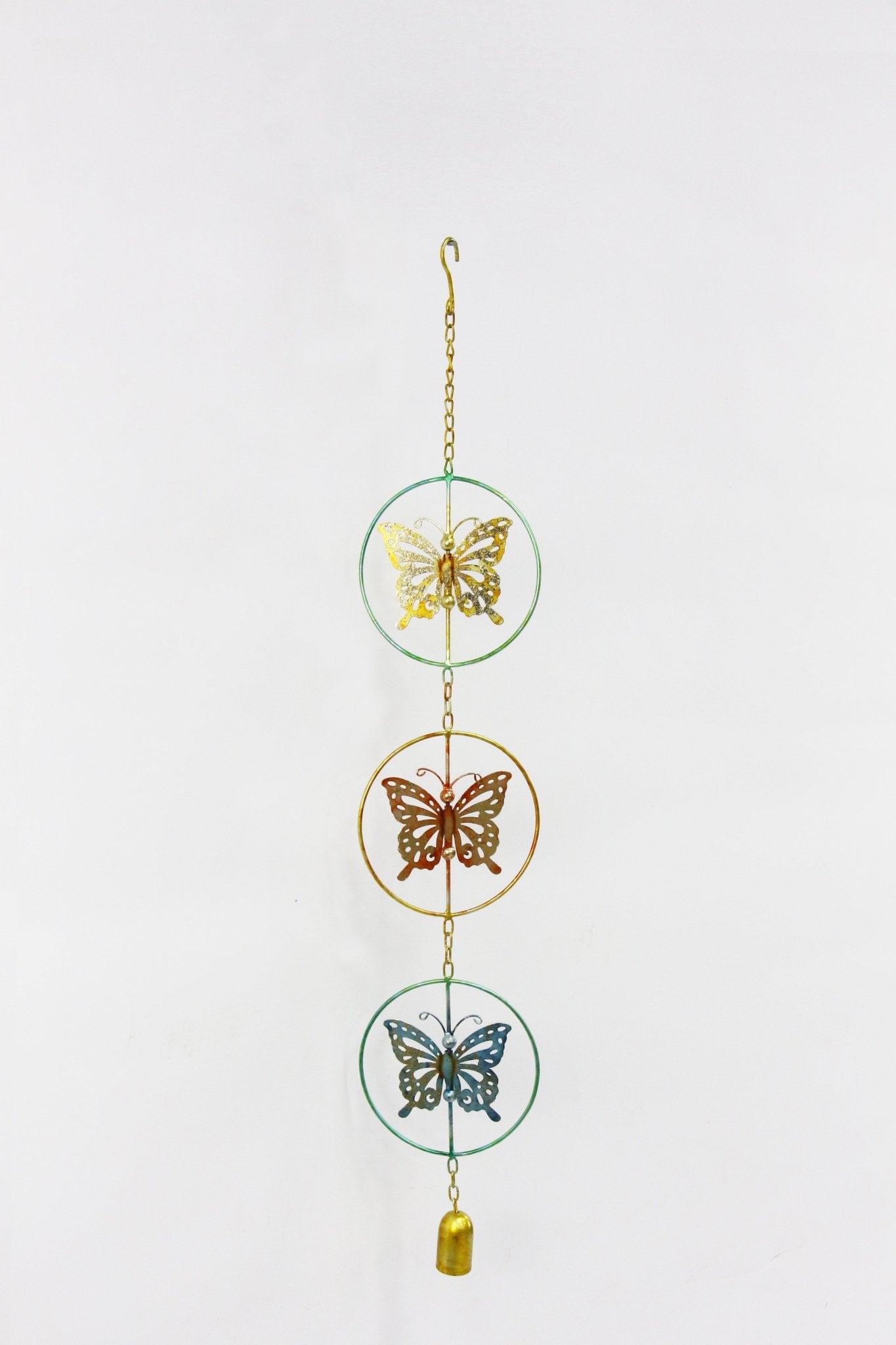 Butterfly Wind Chime Outdoor Hand-Painted Iron Hanging Decor G6074 - with | Sold by Uncle Wiener's Wholesale