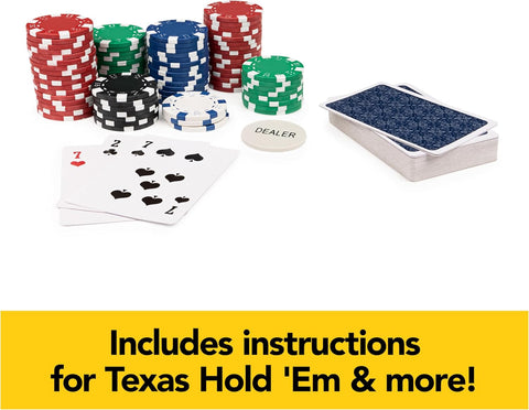 Cardinal Classics, 300 - Piece Poker Set with Aluminum Carrying Case & Professional Weight Chips Plus 5 Poker Dice, Casino Game for Adults and Kids Ages 8 and up - with | Sold by Uncle Wiener's Wholesale