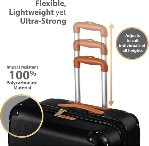 CHAMPS – ‘VINTAGE COLLECTION’ - 2 - PIECE HARDSIDE SPINNER LUGGAGE SET, BLACK - with | Sold by Uncle Wiener's Wholesale