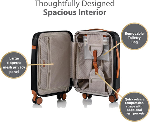 CHAMPS – ‘VINTAGE COLLECTION’ - 2 - PIECE HARDSIDE SPINNER LUGGAGE SET, BLACK - with | Sold by Uncle Wiener's Wholesale
