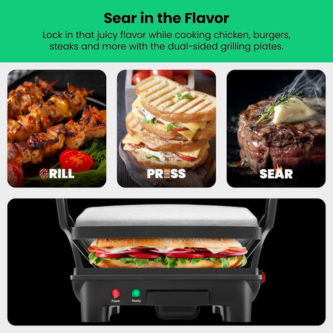Chefman Panini Press Grill and Gourmet Sandwich Maker, Non - Stick Coated Plates, Opens 180 Degrees to Fit Any Type or Size of Food, Stainless Steel Surface and Removable Drip Tray - 4 Slice - with | Sold by Uncle Wiener's Wholesale