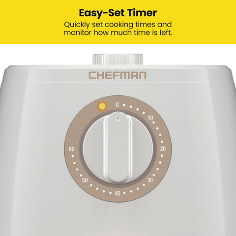Chefman TurboFry 2 - Quart Air Fryer, Dishwasher Safe Basket & Tray, Use Little to No Oil For Healthy Food, 60 Minute Timer, Fry Healthier Meals Fast, Heat And Power Indicator Light, Temp Control, White - with | Sold by Uncle Wiener's Wholesale