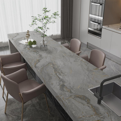 CHIHUT Large Size 30”x236” Wide Contact Paper Gold Grey Marble Countertop Contact Paper Waterproof Matte Peel and Stick Countertops for Kitchen - with | Sold by Uncle Wiener's Wholesale