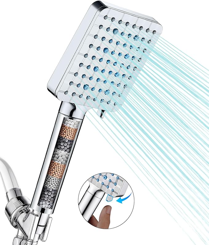 Cobbe Filtered Handheld Shower Head High Pressure 6 Spray Mode with Hose - with Chrome | Sold by Uncle Wiener's Wholesale