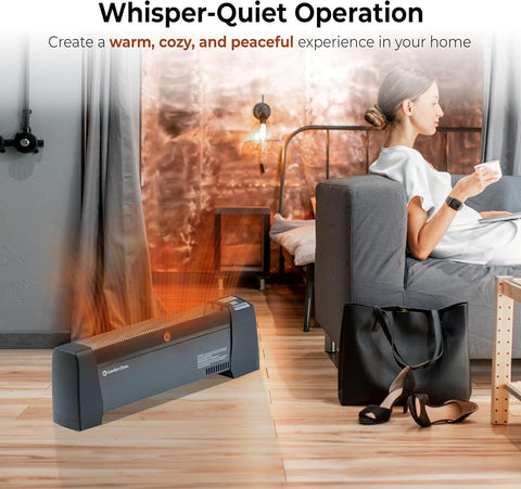 Comfort Zone CZ650B 750/1,500 - Watt Electric Baseboard Space Heater with Digital Thermostat, Dent - Proof End Panels, Overheat Protection System, Safety Tip - Over Switch, & Stay - Cool Body, Black - with | Sold by Uncle Wiener's Wholesale