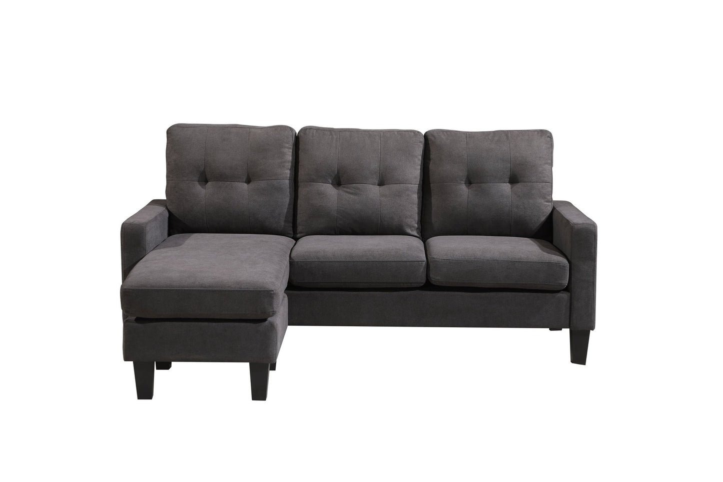 Compact L-Shaped Sectional Sofa with Ottoman – Reversible Chaise, Dark Gray or Black BT2628 - with Dark Gray | Sold by Uncle Wiener's Wholesale