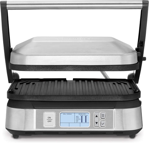 Cuisinart Contact Griddler with Smoke - Less Mode, 175° - 450°F with Sear Function, LCD Display, Silver (GR - 6SC) - with | Sold by Uncle Wiener's Wholesale