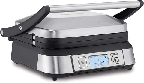 Cuisinart Contact Griddler with Smoke - Less Mode, 175° - 450°F with Sear Function, LCD Display, Silver (GR - 6SC) - with | Sold by Uncle Wiener's Wholesale