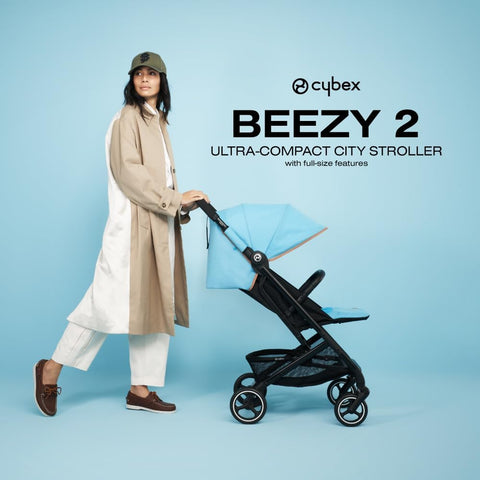 Cybex Beezy 2 Stroller - Lightweight Baby Stroller, Compact Fold, Compatible with all Cybex Infant Seats, Stands for Storage, Easy to Carry, Multiple Recline Positions, Travel Stroller - Magic Black - with | Sold by Uncle Wiener's Wholesale