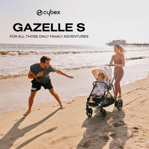 Cybex Gazelle S 2 Stroller – Modular Double Stroller for Infant and Toddler, Includes Detachable Shopping Basket, Over 20+ Configurations, Folds Flat for Easy Storage - Ocean Blue/Silver Frame - with | Sold by Uncle Wiener's Wholesale