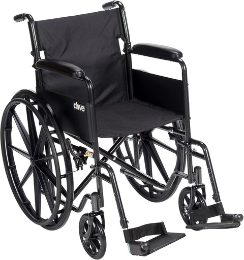 Drive Medical Single Axle Silver Sport 1 Wheelchair, Silver Vein, Fixed Arm, 18", 1 Each 1 Count - with | Sold by Uncle Wiener's Wholesale