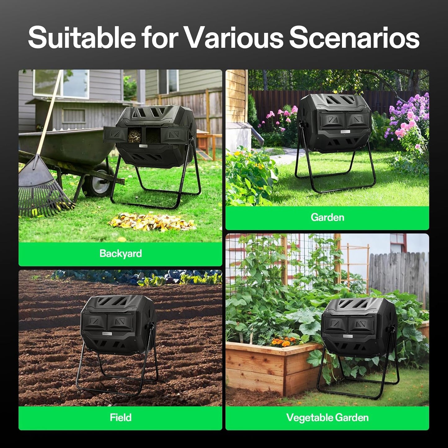 Dual - Chamber Garden Composter Tumbler 43 Gallon Outdoor Composting System XDB436 - General Equipment with | Sold by Uncle Wiener's Wholesale