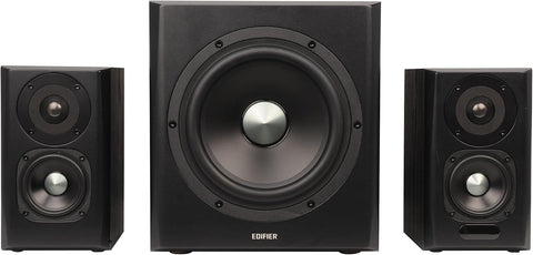 Edifier S351DB Bookcase Coaxial, Bluetooth, Optical and Auxiliary Speaker and Subwoofer 2.1 System, Wireless Sound for Study, Living Room & Cave Black - with | Sold by Uncle Wiener's Wholesale